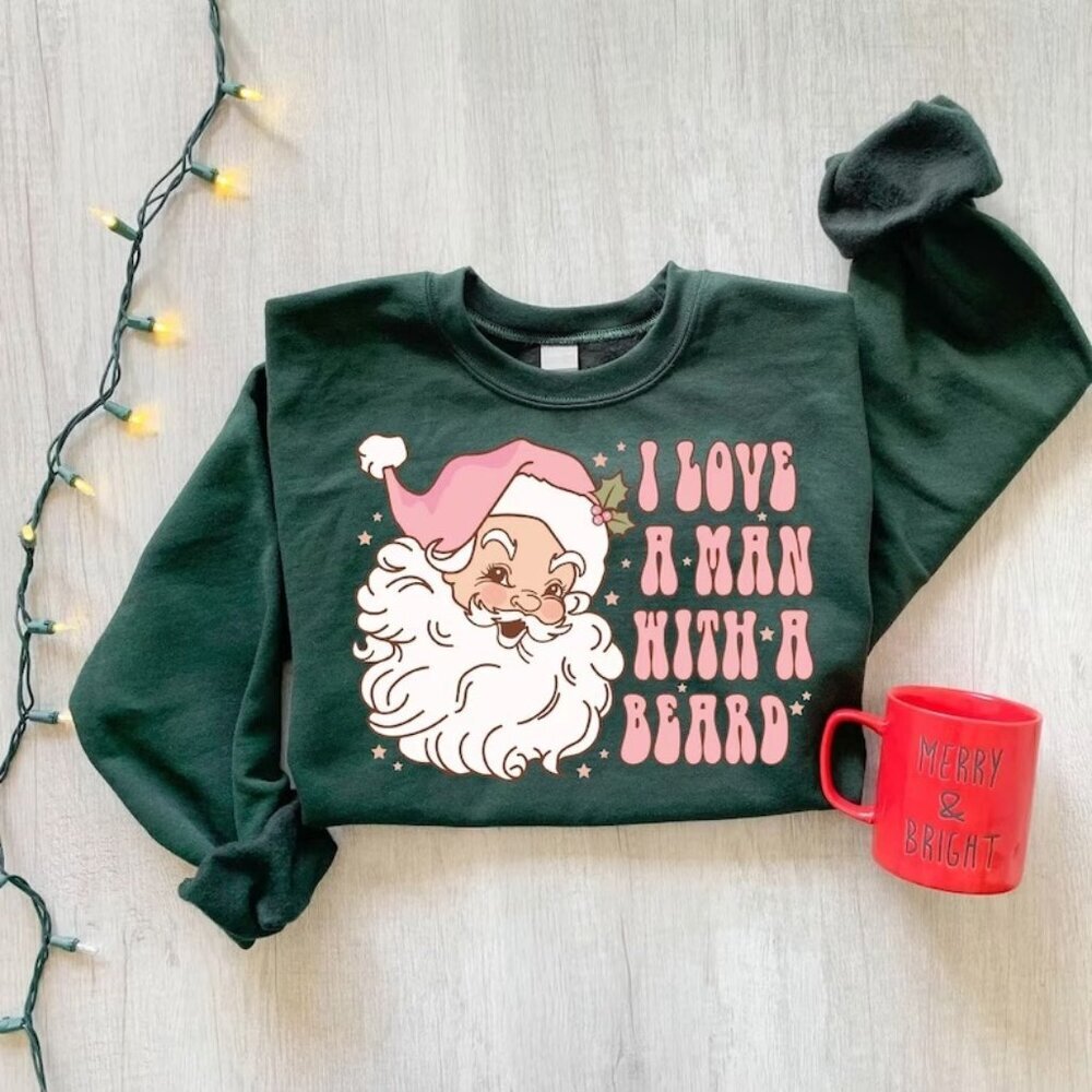 Funny Santa Beard Sweatshirt Cute Christmas Sweatshirt 17